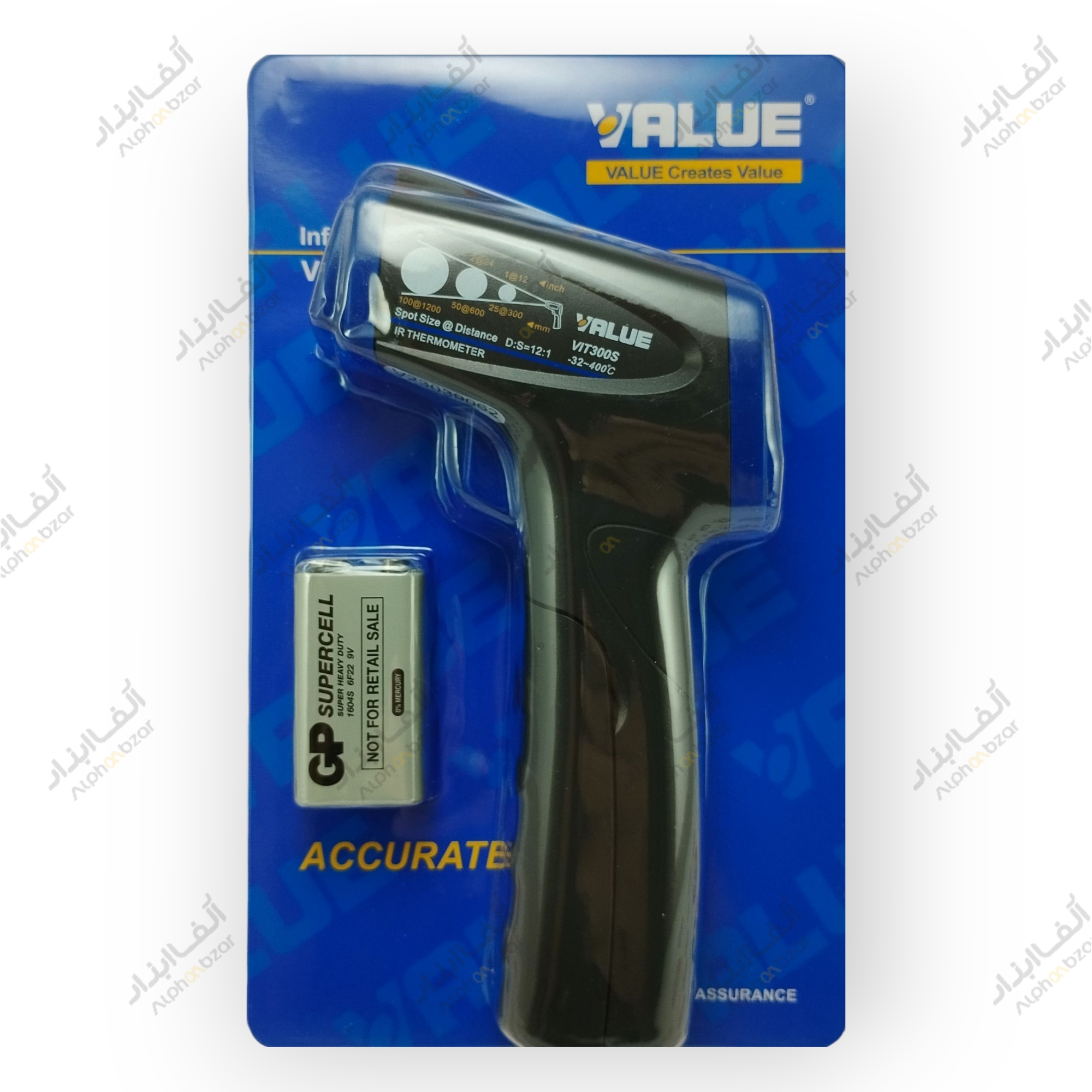 ترمومتر لیزری VALUE VIT300S دماسنج مادون قرمز حرفه‌ای با دقت بالا برای اندازه‌گیری دمای -32 تا +400 درجه سانتیگراد
