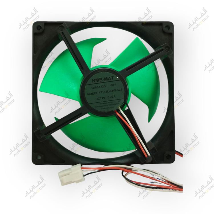 فن یخچال فریزر هیتاچی NMB-MAT مدل 4715JL-04W-S29 با تیغه سبز و کانکتور سه پین