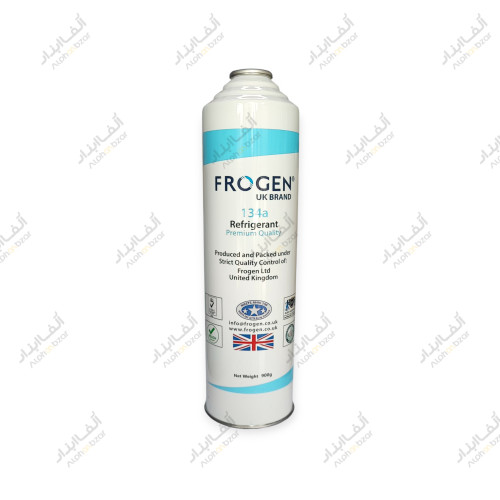 گاز فریون ۹۰۰ گرمی R134a برند FROGEN انگلیس اصلی با خلوص ۹۹.۹