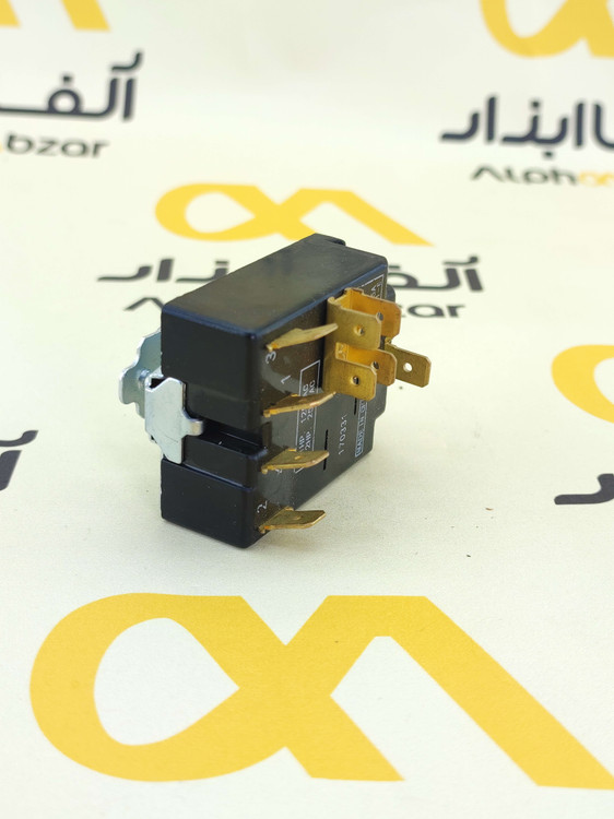 پایههای برنجی و برچسب مشخصات فنی کلید 5 پایه 25 آمپر مدل XK20A-X کولر سوپرا