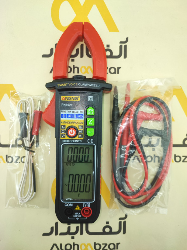 مولتی متر آمپر متر ولتمتر کلمپی با دستیار صوتی aneng مدل +pn102